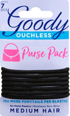 Goody Ouchless Elastics No Metal Black Medium Purse Pack - 7 Count - Image 2