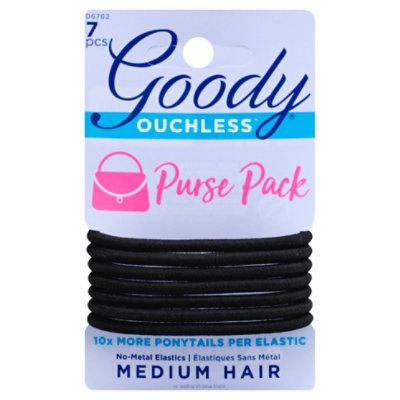 Goody Ouchless Elastics No Metal Black Medium Purse Pack - 7 Count
