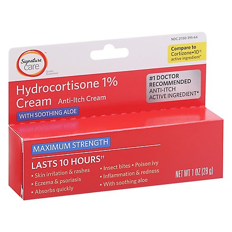 Signature Care Cream Anti Itch Hydrocortisone 1% With Healing Aloe Maximum Strength - 1 Oz