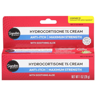 Signature Care Cream Anti Itch Hydrocortisone 1% With Healing Aloe Maximum Strength - 1 Oz