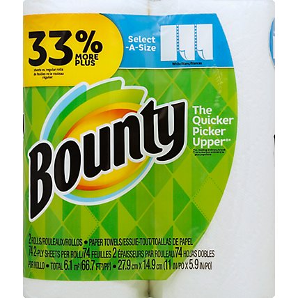 Bounty Paper Towel Select A Size Double Roll 2 Ply - 2 Roll - Image 2