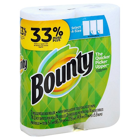Bounty Paper Towel Select A Size Double Roll 2 Ply - 2 Roll