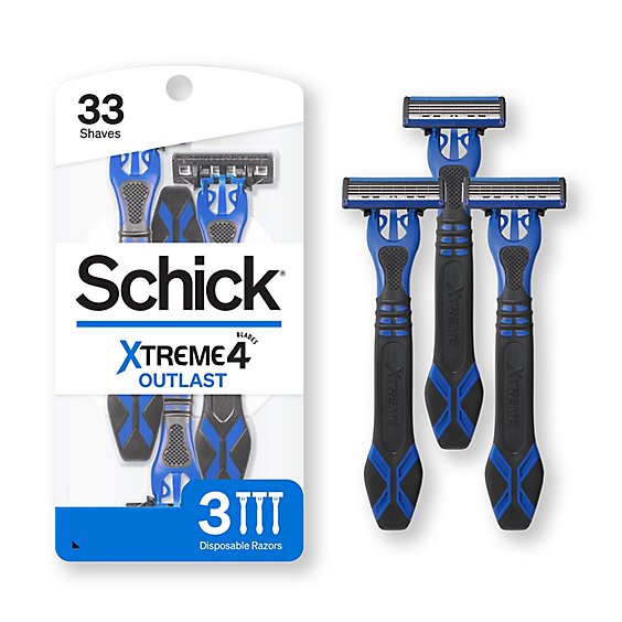 Schick Xtreme 4 Disposable Razors for Men with Titanium Coated Blades - 3 Count