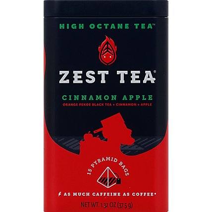 Zest Tea Premium Energy Tea Black Tea Cinnamon Apple Can 15 Count - 1.32 Oz - Image 2