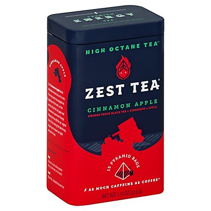 Zest Tea Premium Energy Tea Black Tea Cinnamon Apple Can 15 Count - 1.32 Oz - Image 1