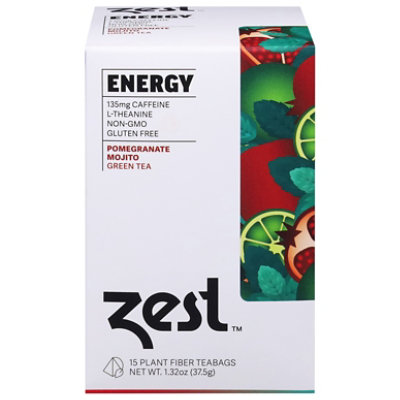 Zest Tea Premium Energy Tea Green Tea Pomegranate Mojito Can 15 Count - 1.32 Oz