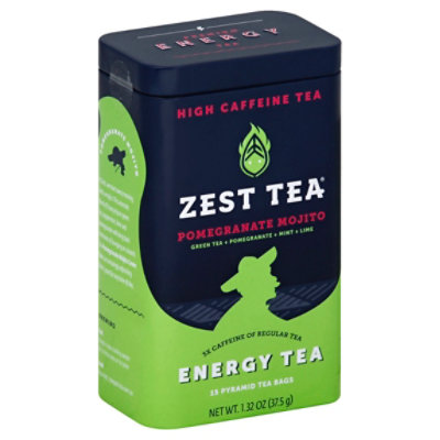 Zest Tea Premium Energy Tea Green Tea Pomegranate Mojito Can 15 Count - 1.32 Oz