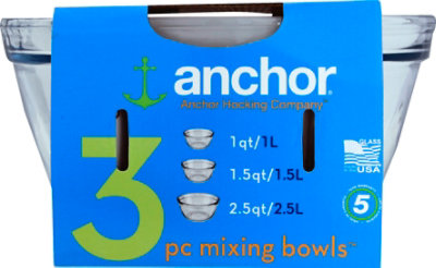 Anchor Hocking 3 Piece Mixing Bowl - Each - Image 2