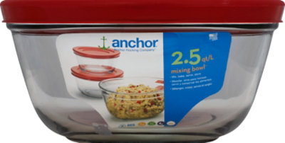 Anchor Hocking Mixing Bowl W/ Lid Red 2.5qt - Each - Image 2