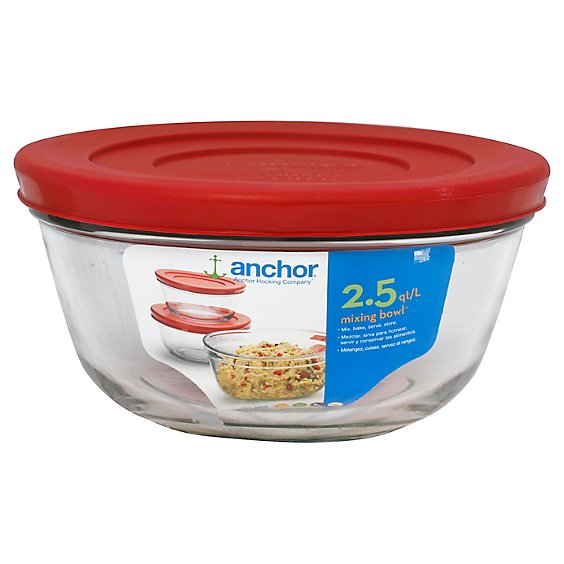 Anchor Hocking Mixing Bowl W/ Lid Red 2.5qt - Each - Safeway