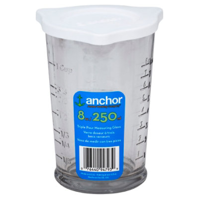 Triple Pour Measuring Glass w/ Lid 8 oz. - Anchor Hocking