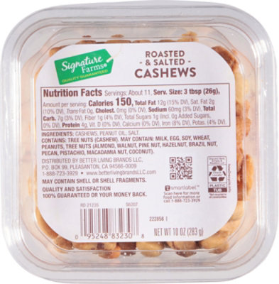 Signature Farms Roasted & Salted Cashews - 10 Oz - Image 2