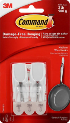 3M Command Wire Hook 2 Hooks With 3 Strips Medium - Each - Image 2