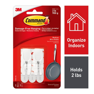 3M Command Wire Hook 2 Hooks With 3 Strips Medium - Each - Albertsons