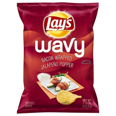 Lays Wavy Bacon Wrapped Jalapeno Potato Chips Plastic Bag - 7.5 Oz - Image 1