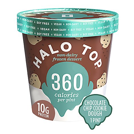Halo Top Dairy Free Chocolate Chip Cookie Dough Frozen Dessert 1 Pint - 16 Oz