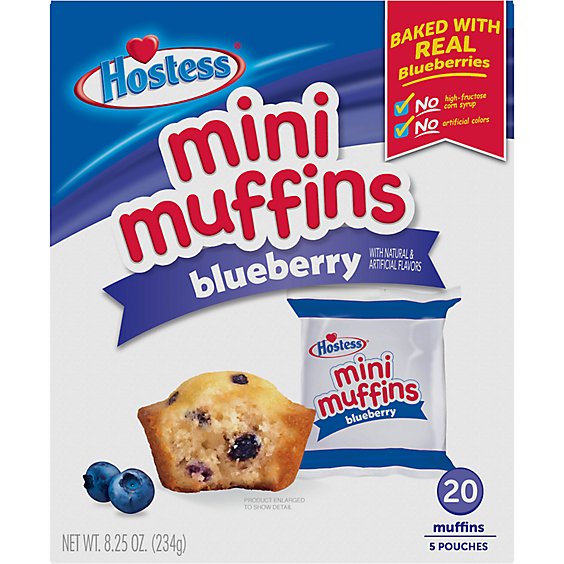 Hostess Blueberry Flavored Mini Muffins Pouches - 8.25 Oz