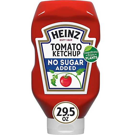 Heinz Tomato Ketchup with No Sugar Added Bottle - 29.5 Oz