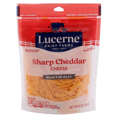 cheese cut cheddar sharp rustic lucerne shredded oz