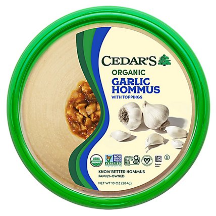 Cedars Hommus Organic Garlic Tub - 10 Oz - Image 2