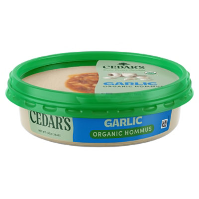 Cedars Hommus Organic Garlic Tub - 10 Oz - Image 1