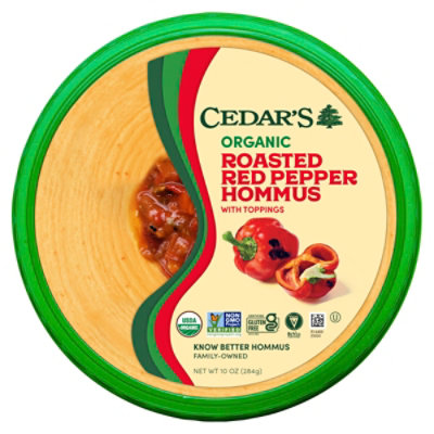 Cedars Hommus Organic Roasted Red Pepper Tub - 10 Oz - Image 1