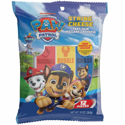 Schreiber String Cheese Sticks Mozzarella Mow Moisture Paw Patrol Bag 12 Count - 10 Oz