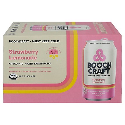Boochcraft Strawberry Lemonade Hard Kambucha in Cans - 72 Fl. Oz. - Image 3