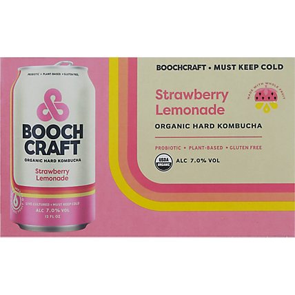 Boochcraft Strawberry Lemonade Hard Kambucha in Cans - 72 Fl. Oz. - Image 6