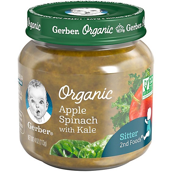 Gerber 2nd Foods Organic Apple Spinach Kale Baby Food Jar - 4 Oz