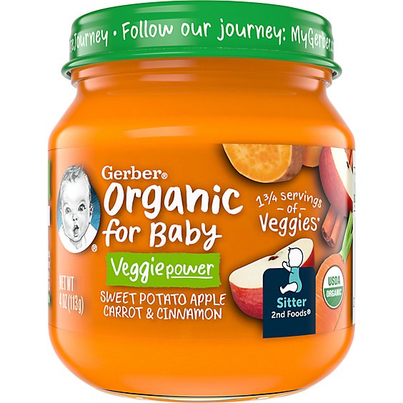 Gerber 2nd Foods Organic Sweet Potato Apple Carrot Cinnamon Baby Food Jar - 4 Oz