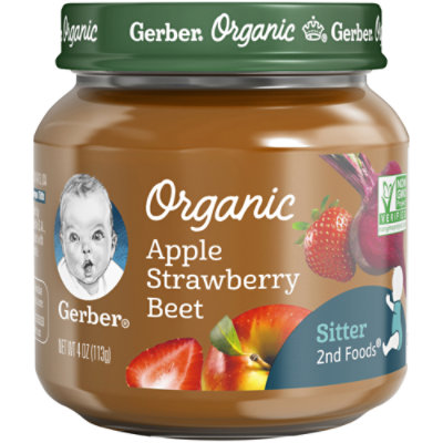 Gerber  2nd Foods Organic Apple Strawberry Beet Baby Food Jars - 10-4 Oz