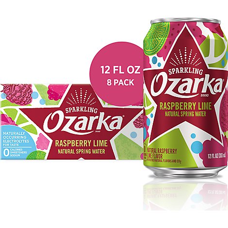 Ozarka Natural Spring Water Sparkling Raspberry Lime - 8-12 Fl. Oz.