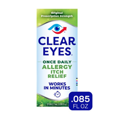 Clear Eyes Once Daily Allergy Relief Lubricant Eye Drops - 0.9 Fl. Oz. -  Haggen