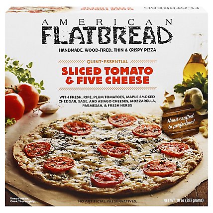 American Flatbread Pizza Handmade Thin & Crispy Sliced Tomato & 5 Cheese Box Frozen - 8.5 Oz - Image 3