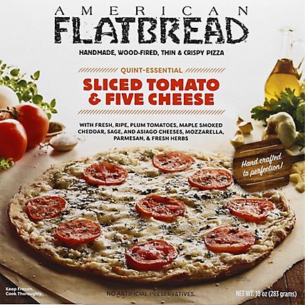 American Flatbread Pizza Handmade Thin & Crispy Sliced Tomato & 5 Cheese Box Frozen - 8.5 Oz - Image 2