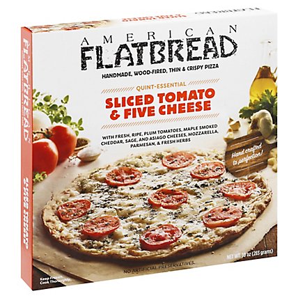 American Flatbread Pizza Handmade Thin & Crispy Sliced Tomato & 5 Cheese Box Frozen - 8.5 Oz - Image 1