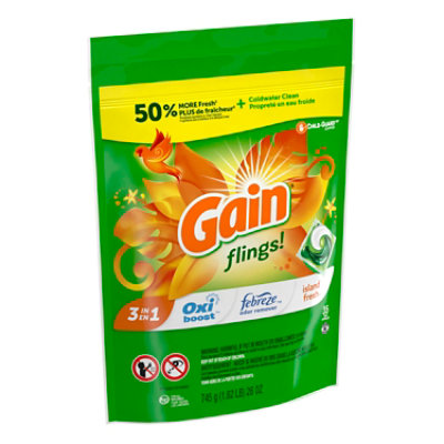 Gain flings! HE Compatible Island Fresh Scent Liquid Laundry Detergent Soap Pacs - 35 Count - Image 3