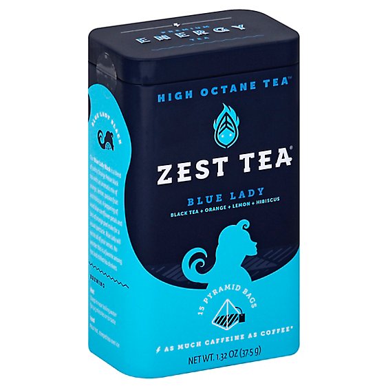 Zest Tea Premium Energy Tea Black Tea Blue Lady Can 15 Count - 1.32 Oz