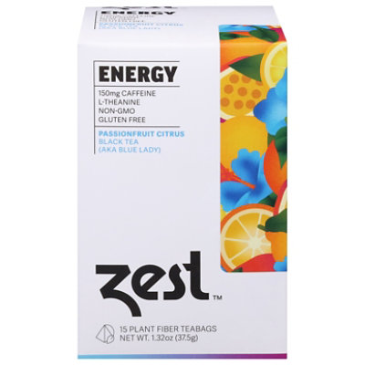 Zest Tea Premium Energy Tea Black Tea Blue Lady Can 15 Count - 1.32 Oz