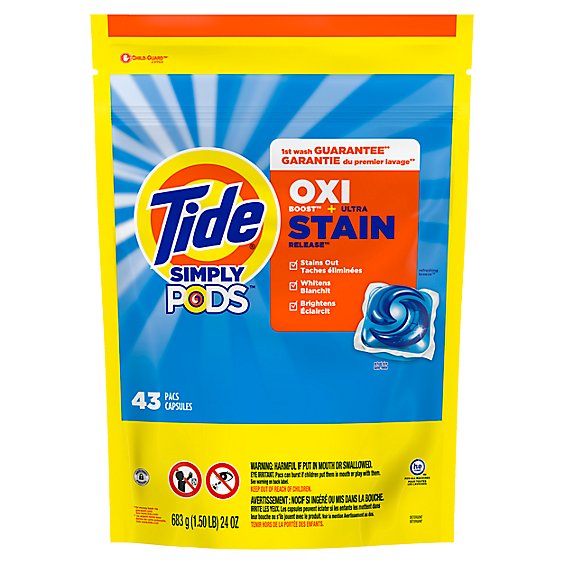 Tide Simply PODS Liquid Laundry Detergent Pacs Oxi Refreshing Breeze - 43 Count