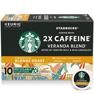 Starbucks Blonde Roast K Cup Coffee Pods with 2X Caffeine for Keurig Brewers Box 10 Count - Each - Image 1