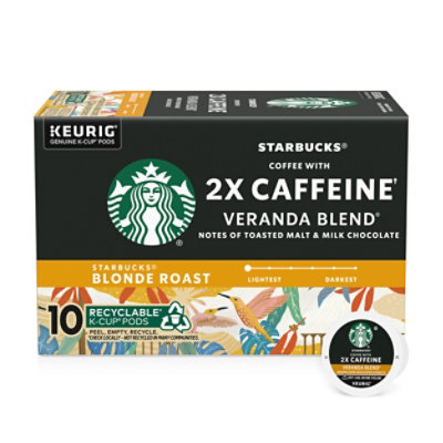 Starbucks Blonde Roast K Cup Coffee Pods with 2X Caffeine for Keurig Brewers Box 10 Count - Each