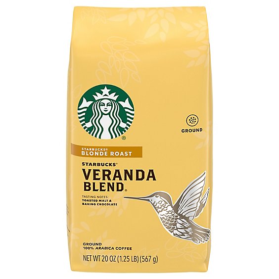 Starbucks Veranda Blend 100% Arabica Blonde Roast Ground Coffee Bag - 20 Oz