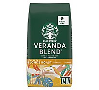 Starbucks Veranda Blend 100% Arabica Blonde Roast Whole Bean Coffee Bag - 12 Oz