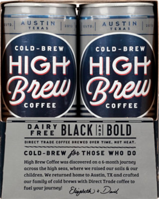 High Brew Coffee Cold-Brew 20 Calories Dairy Free Black & Bold Can - 4-8 Fl. Oz. - Image 2