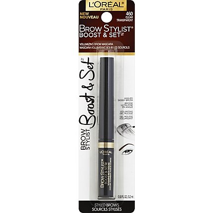 LOreal Brow Stylist Boost & Set Brow Mascara Clear Transparent 460 Pack - 0.1 Fl. Oz. - Image 2