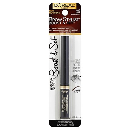 LOreal Brow Stylist Boost & Set Brow Mascara Clear Transparent 460 Pack - 0.1 Fl. Oz. - Image 1