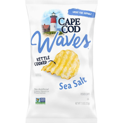 Cape Cod Waves Potato Chips Kettle Cooked Sea Salt Bag 7 5 Oz Randalls