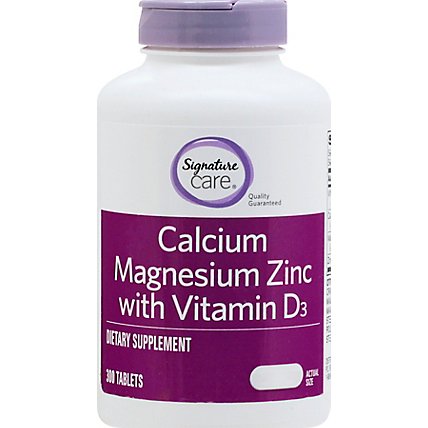 Signature Care Calcium Magnesium Zinc With Vitamin D3 Dietary Supplement Caplet - 300 Count - Image 2